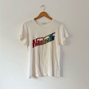 Daydreamer LA Nashville Rainbow Graphic Tee White T Shirt Size Medium
